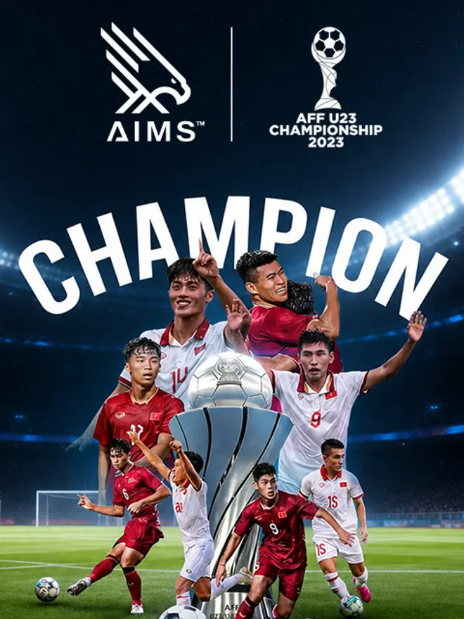 AIMSCAP x AFF U23 Championship 2023 champions creative with the trophy